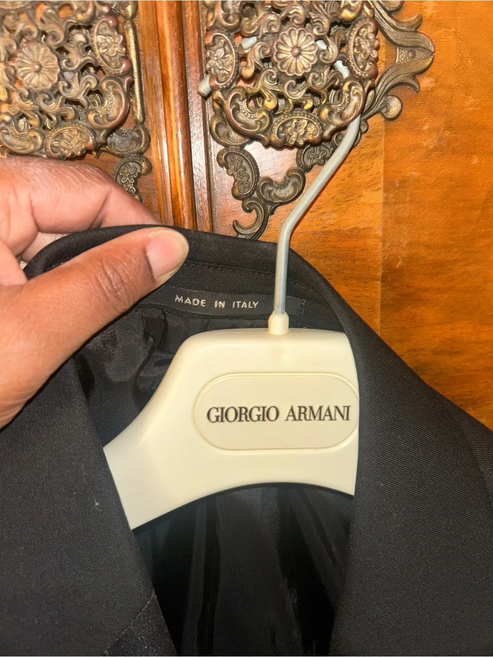 Giorgio Armani Black Men's Tuxedo Jacket with Satin Lapel